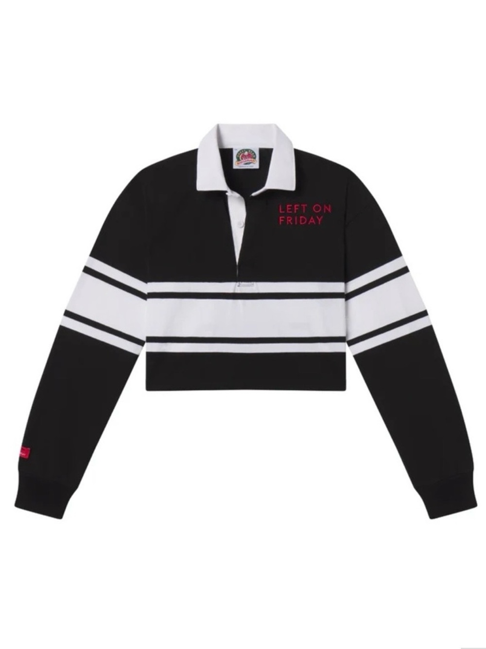 Left On Friday Black & White Rugby Crop Top